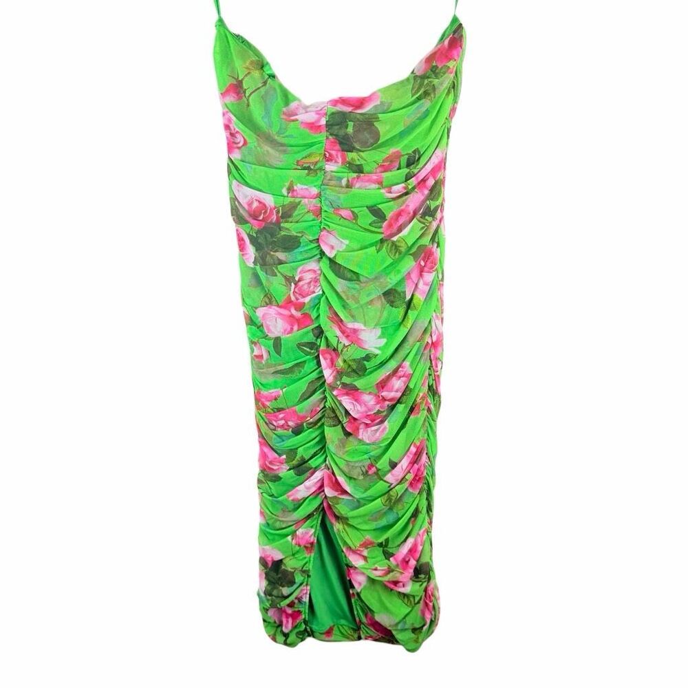 NWT L'Agence Caprice Midi Dress - Green Multi Large Santa Fe Rose / 12 - Picture 2 of 9
